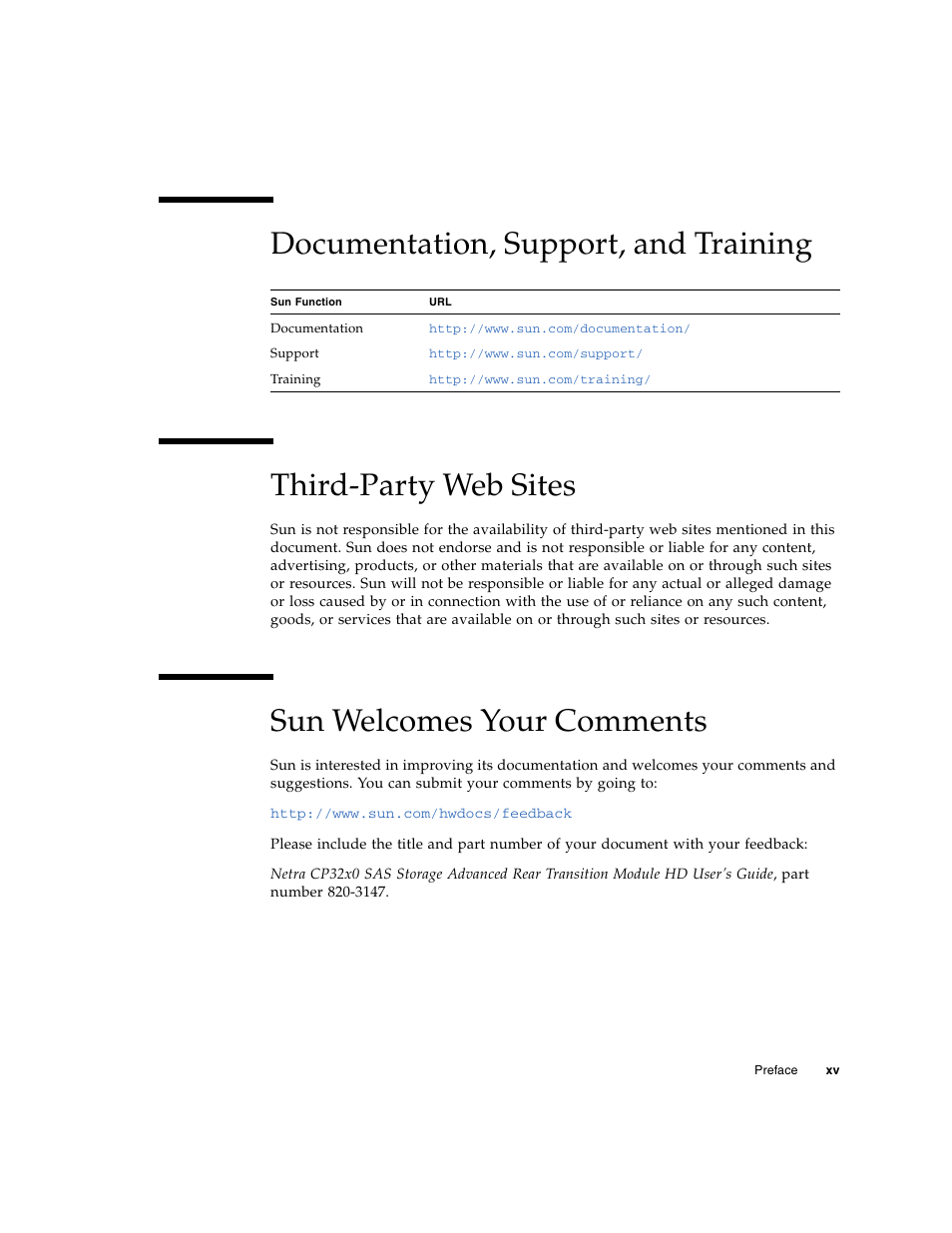 Sun welcomes your comments | Sun Microsystems Netra CP32x0 User Manual | Page 15 / 66