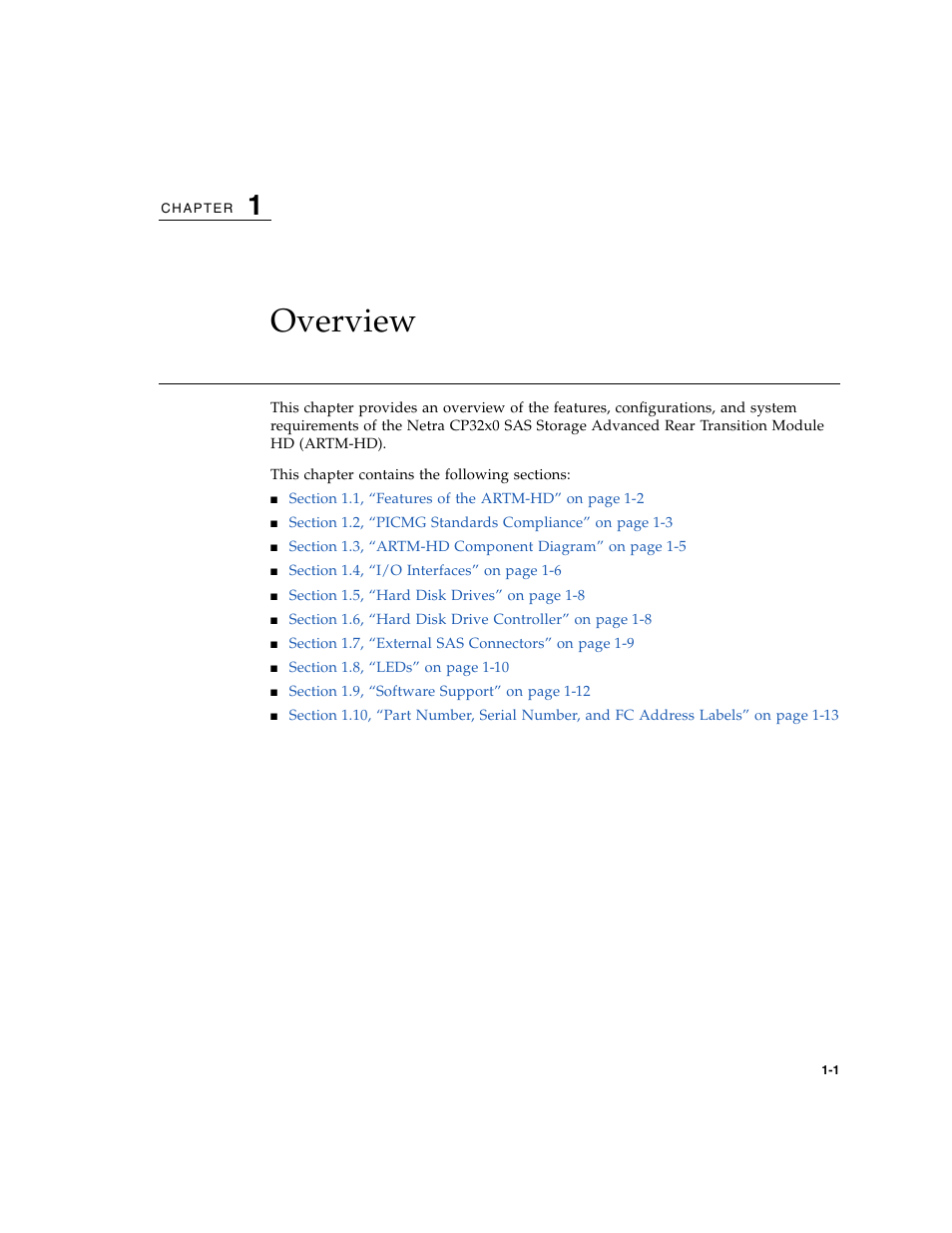 Overview, Chapter 1 | Sun Microsystems Netra CP32x0 User Manual | Page 17 / 66