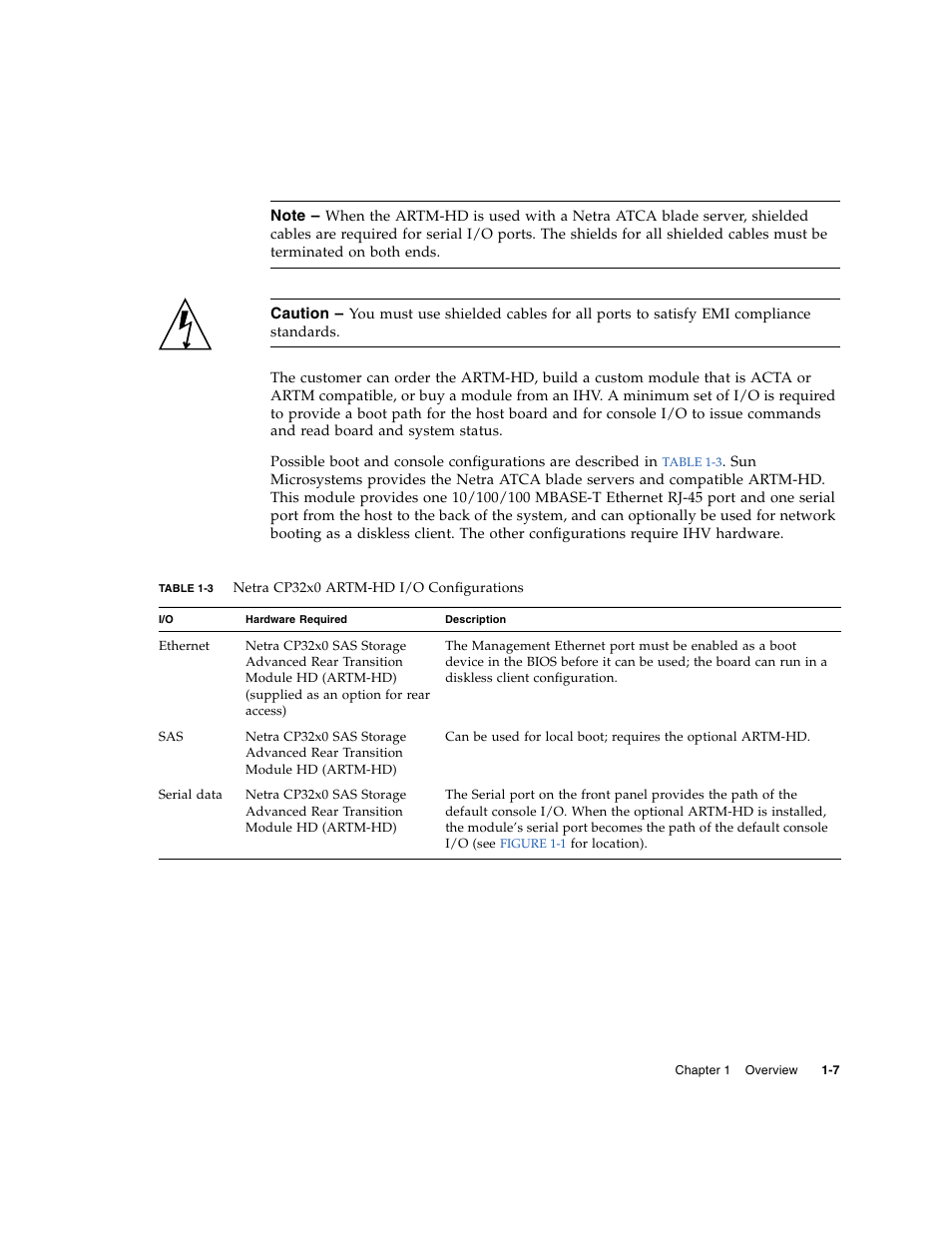 Table 1-3 | Sun Microsystems Netra CP32x0 User Manual | Page 23 / 66