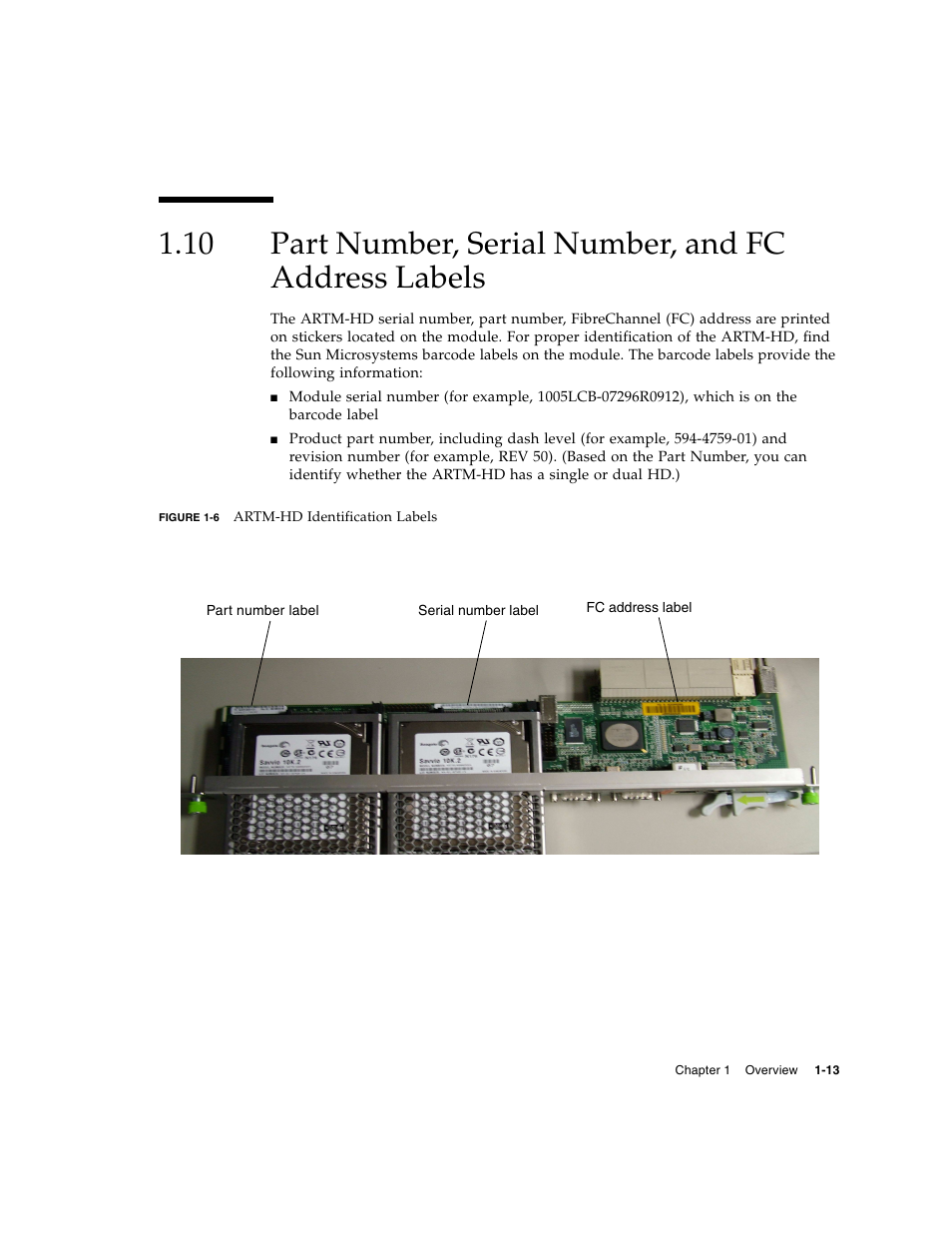 Part number, serial number, and fc address labels, Figure 1-6 | Sun Microsystems Netra CP32x0 User Manual | Page 29 / 66