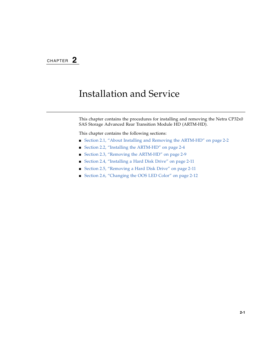 Installation and service, Chapter 2 | Sun Microsystems Netra CP32x0 User Manual | Page 31 / 66