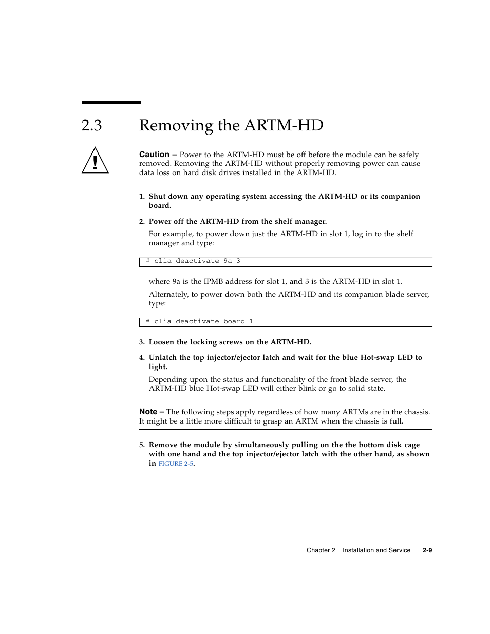 3 removing the artm-hd, Removing the artm-hd | Sun Microsystems Netra CP32x0 User Manual | Page 39 / 66