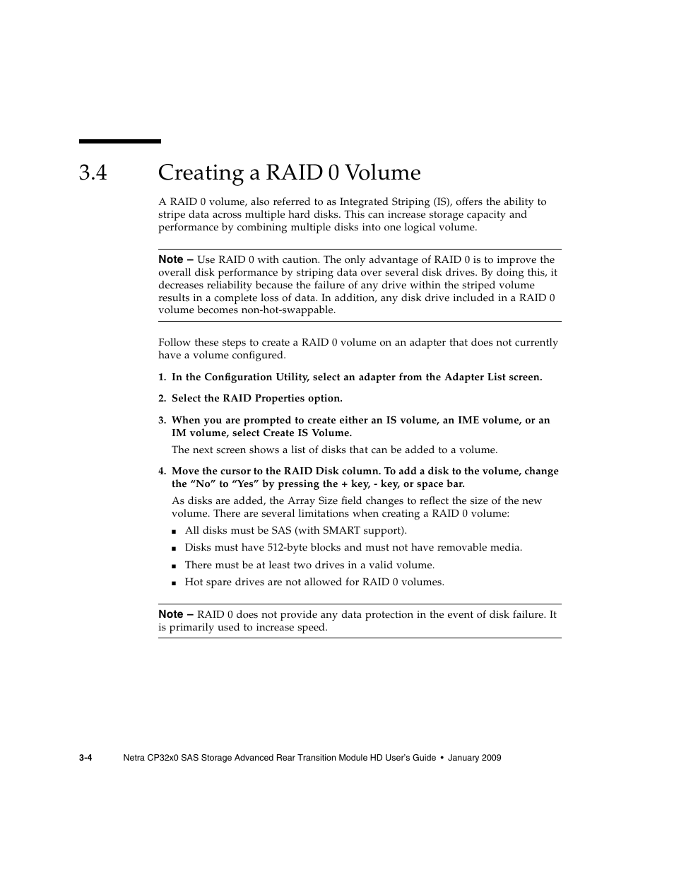 4 creating a raid 0 volume, Creating a raid 0 volume | Sun Microsystems Netra CP32x0 User Manual | Page 48 / 66