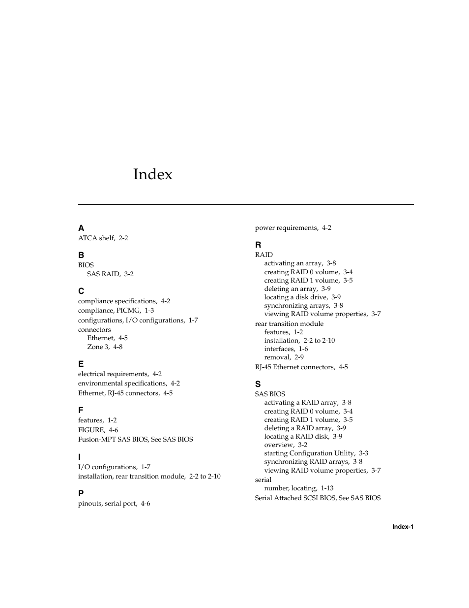 Index, Index–1 | Sun Microsystems Netra CP32x0 User Manual | Page 65 / 66