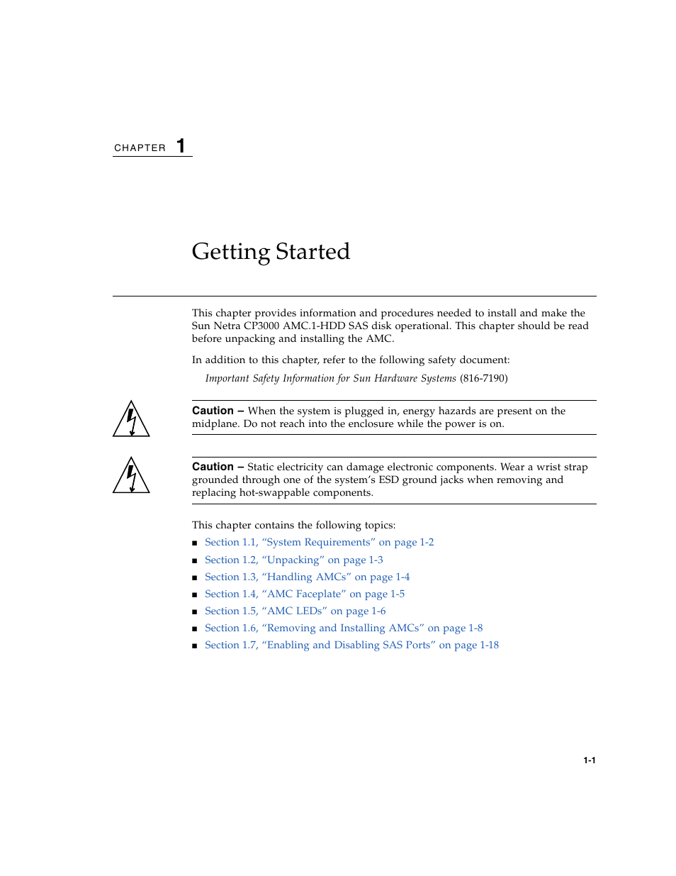 Getting started | Sun Microsystems SUN NETRA CP3000 User Manual | Page 11 / 72