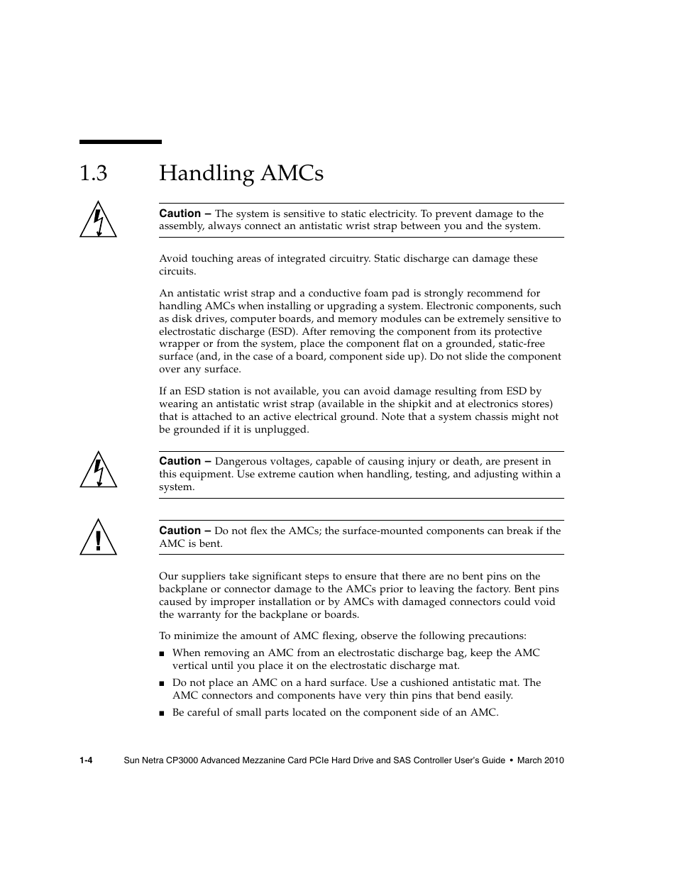 3 handling amcs, Handling amcs | Sun Microsystems SUN NETRA CP3000 User Manual | Page 14 / 72