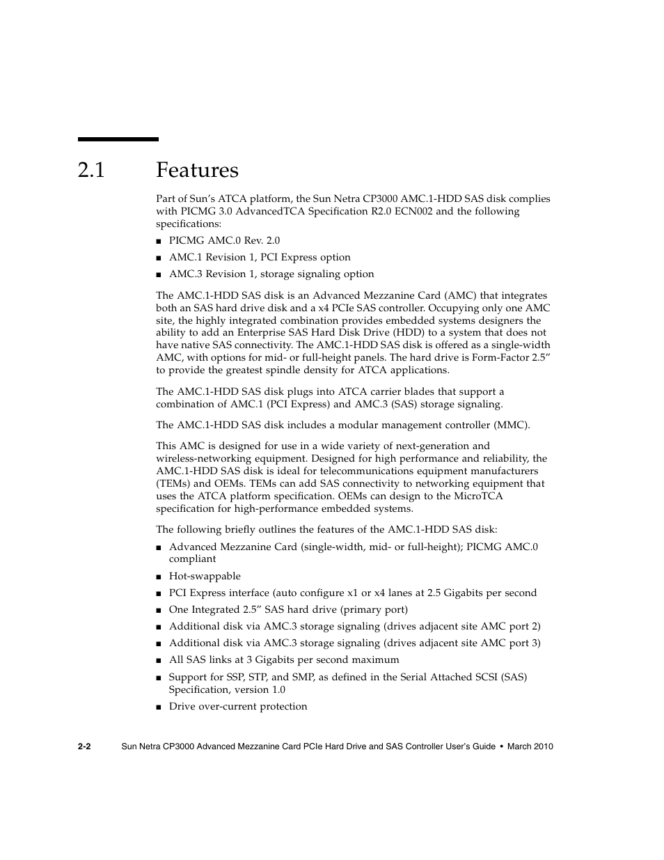 1 features, Features | Sun Microsystems SUN NETRA CP3000 User Manual | Page 32 / 72