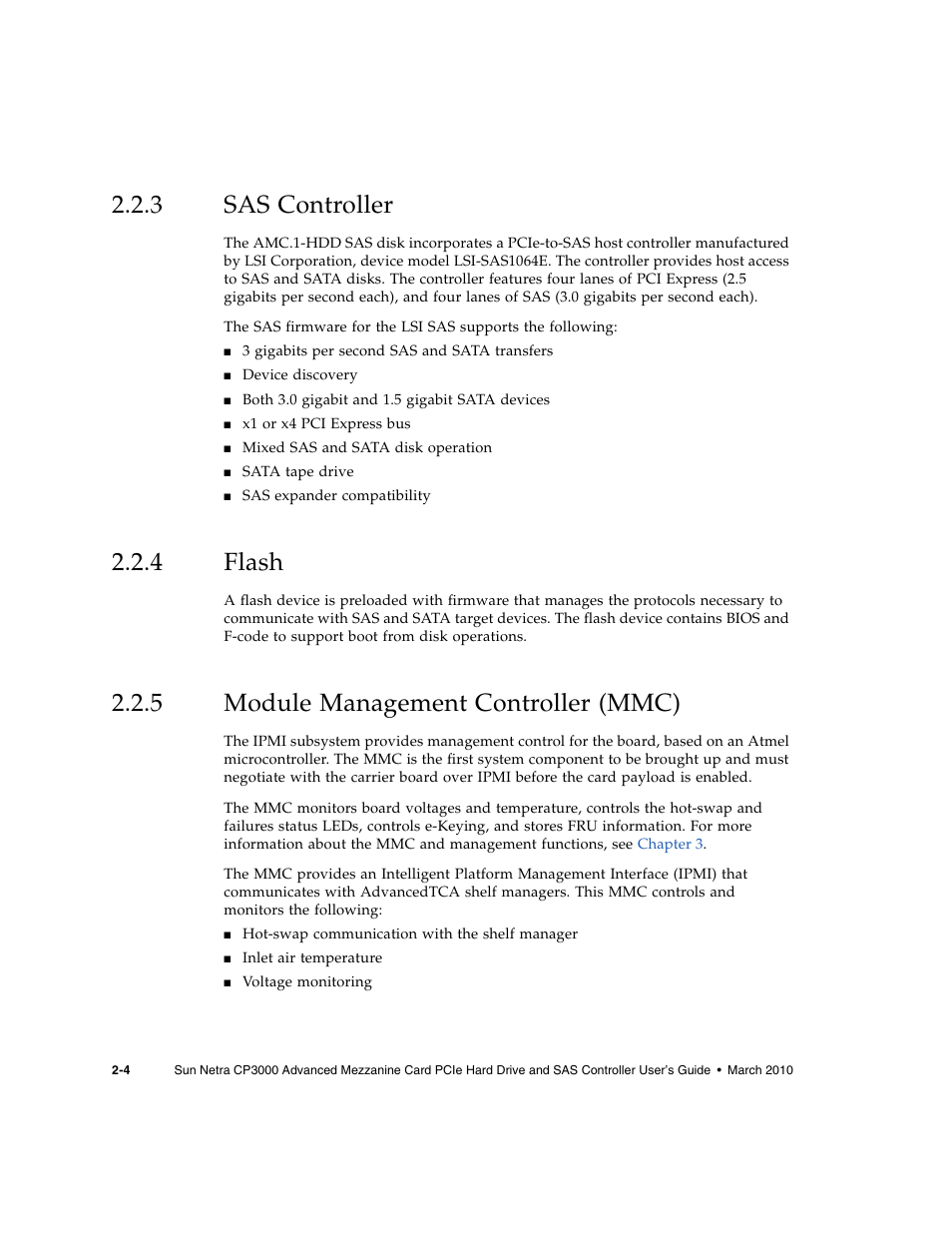 3 sas controller, 4 flash, 5 module management controller (mmc) | Sas controller, Flash, Module management controller (mmc) | Sun Microsystems SUN NETRA CP3000 User Manual | Page 34 / 72