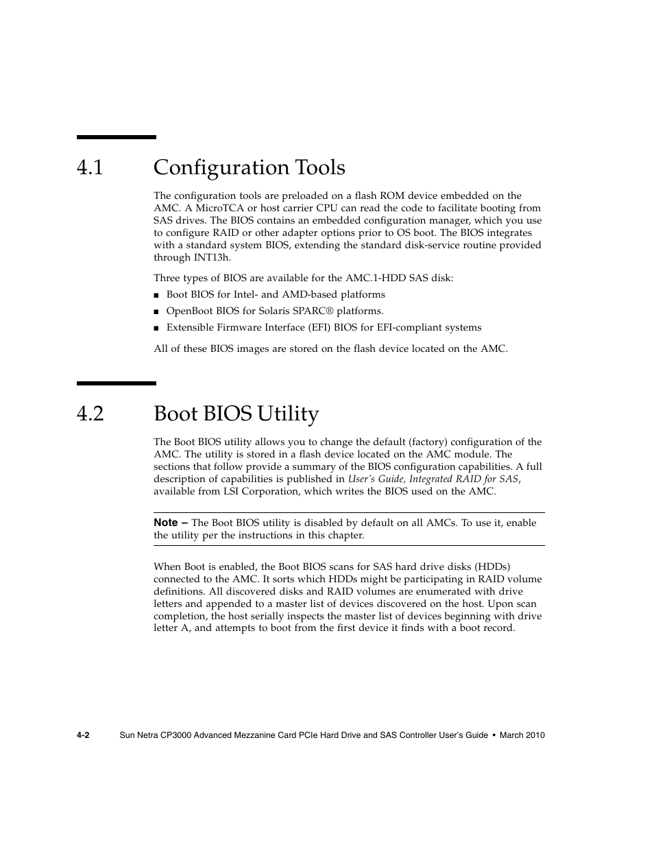 1 configuration tools, 2 boot bios utility, Configuration tools | Boot bios utility | Sun Microsystems SUN NETRA CP3000 User Manual | Page 48 / 72