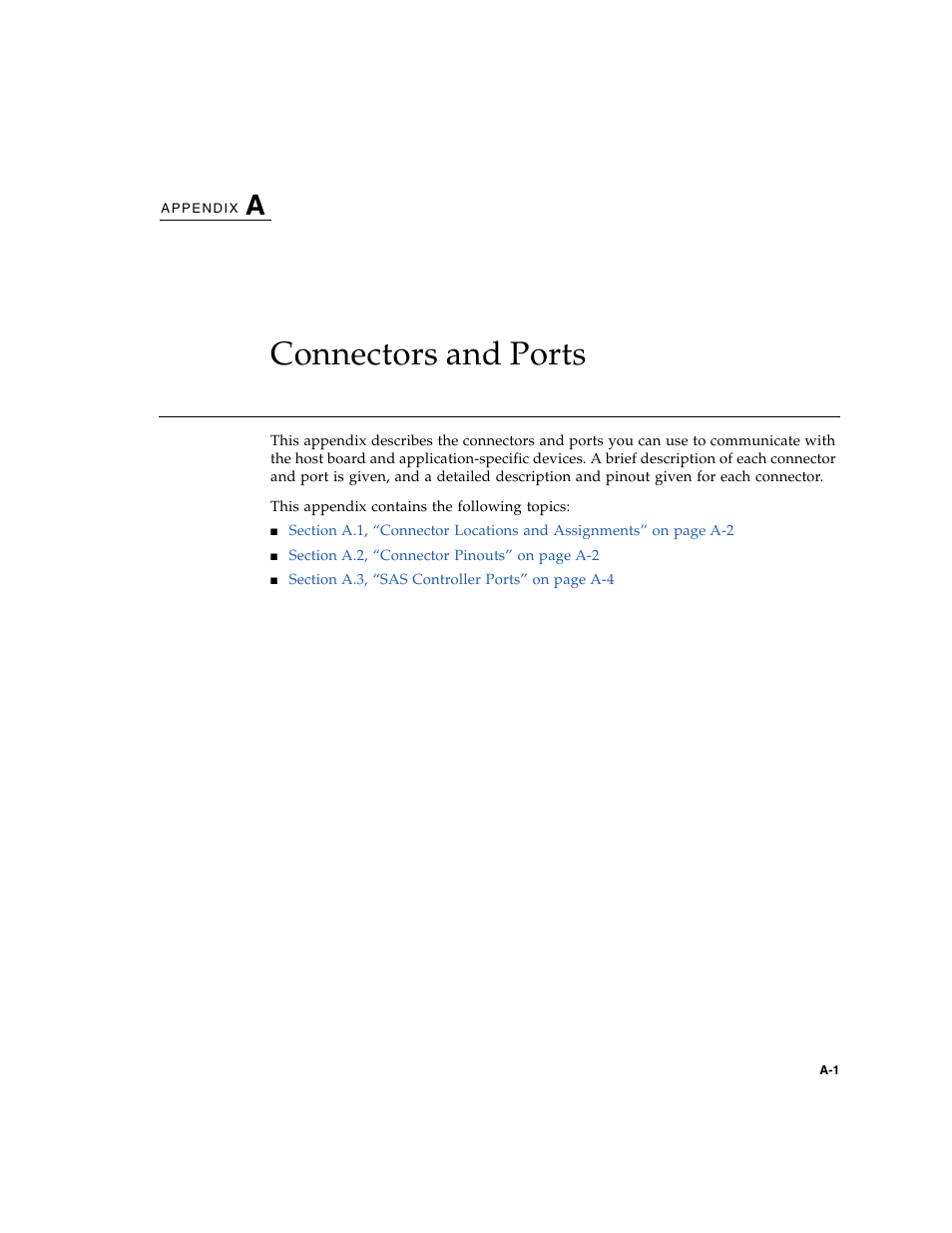 Connectors and ports, A. connectors and ports | Sun Microsystems SUN NETRA CP3000 User Manual | Page 53 / 72