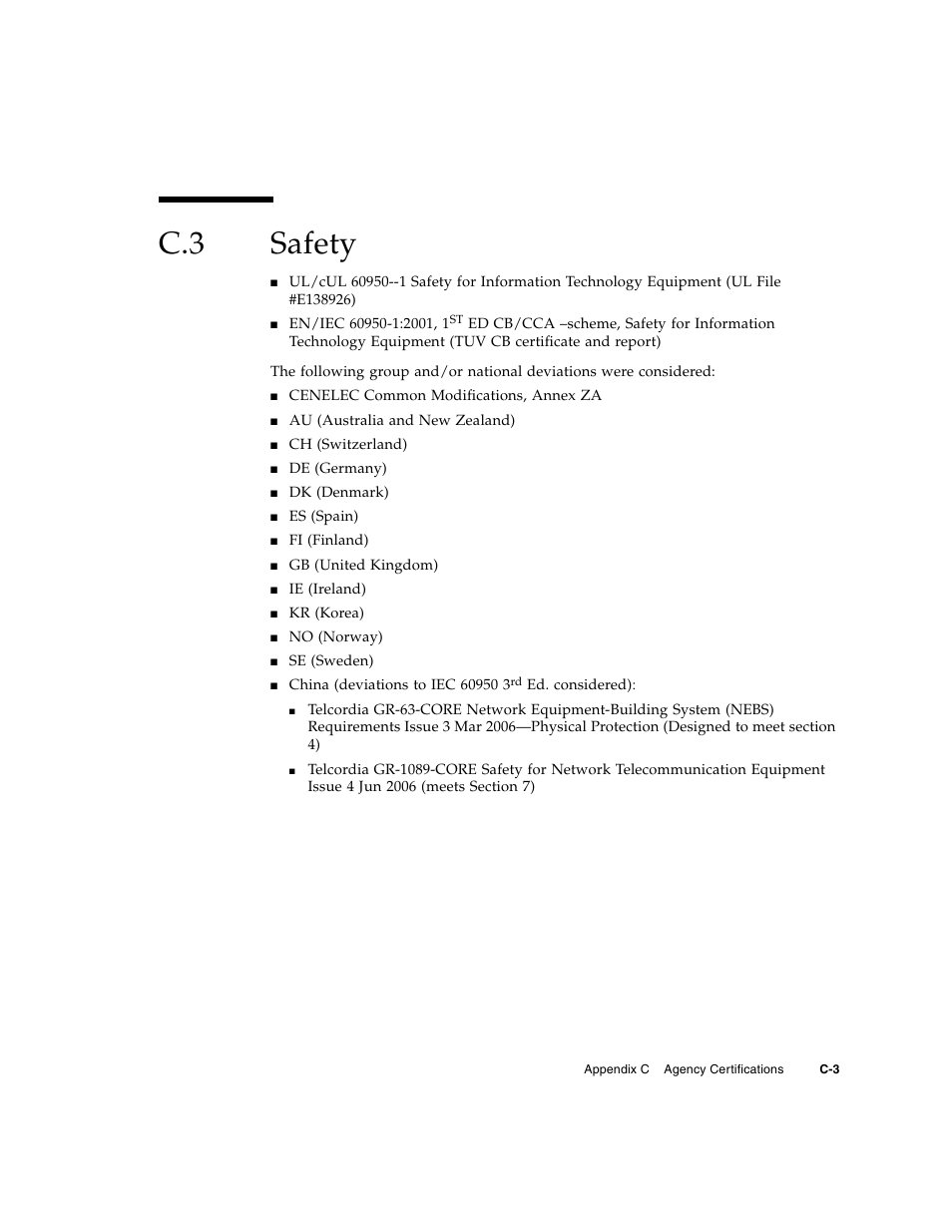 C.3 safety, Safety | Sun Microsystems SUN NETRA CP3000 User Manual | Page 67 / 72