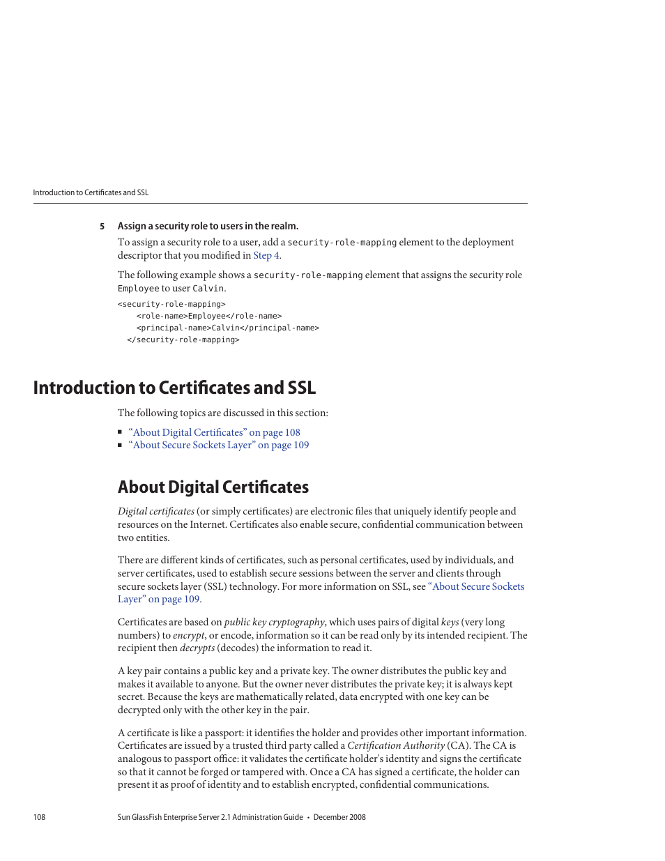 Introduction to certificates and ssl, About digital certificates | Sun Microsystems GLASSFISH ENTERPRISE 820433510 User Manual | Page 108 / 256