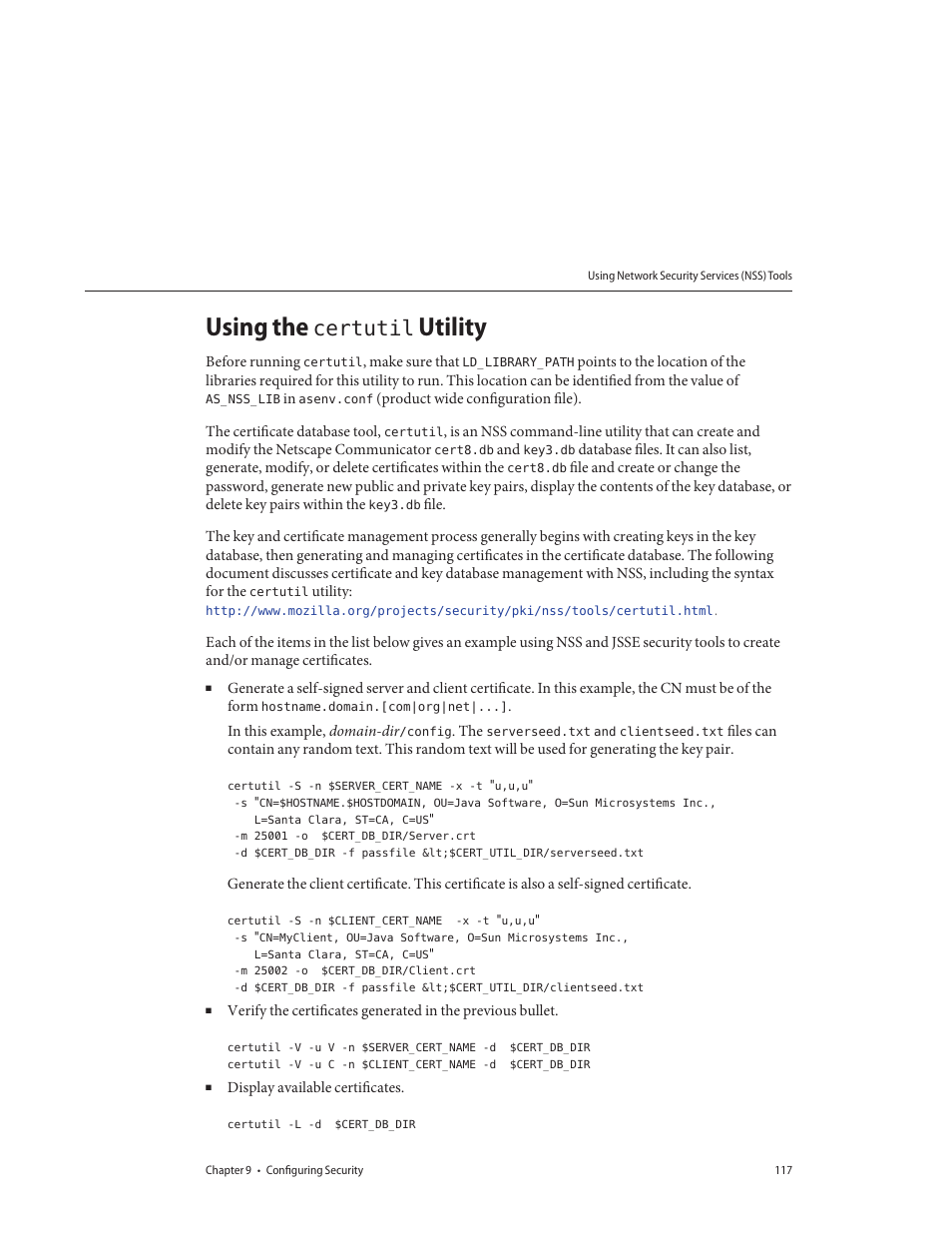 Using the certutil utility | Sun Microsystems GLASSFISH ENTERPRISE 820433510 User Manual | Page 117 / 256