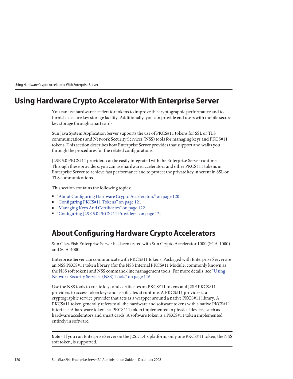 About configuring hardware crypto accelerators | Sun Microsystems GLASSFISH ENTERPRISE 820433510 User Manual | Page 120 / 256