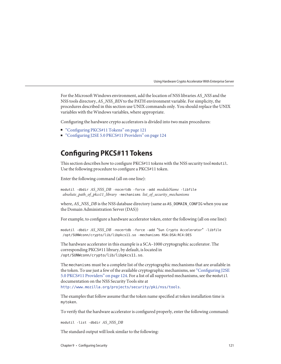Configuring pkcs#11 tokens | Sun Microsystems GLASSFISH ENTERPRISE 820433510 User Manual | Page 121 / 256