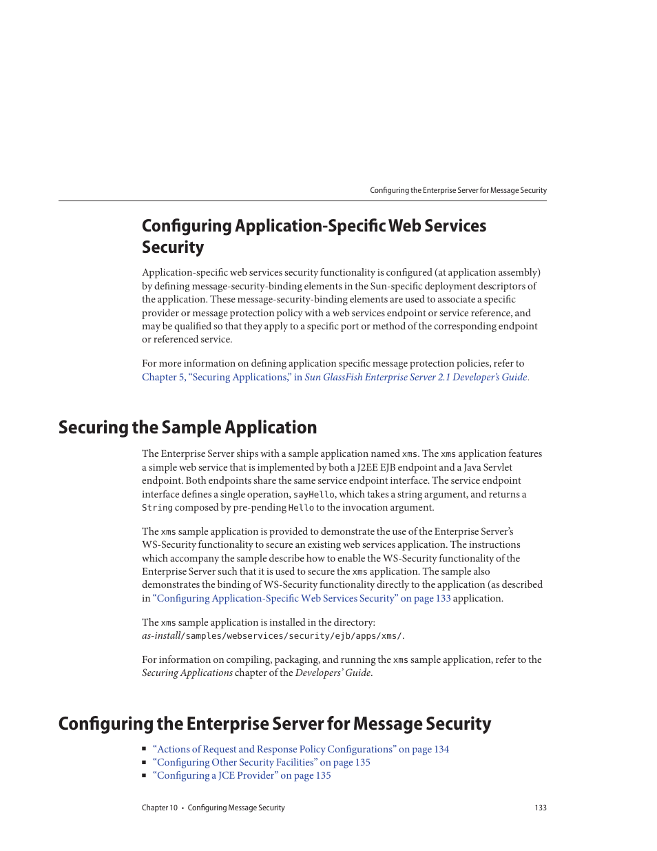 Securing the sample application, Configuring the enterprise | Sun Microsystems GLASSFISH ENTERPRISE 820433510 User Manual | Page 133 / 256