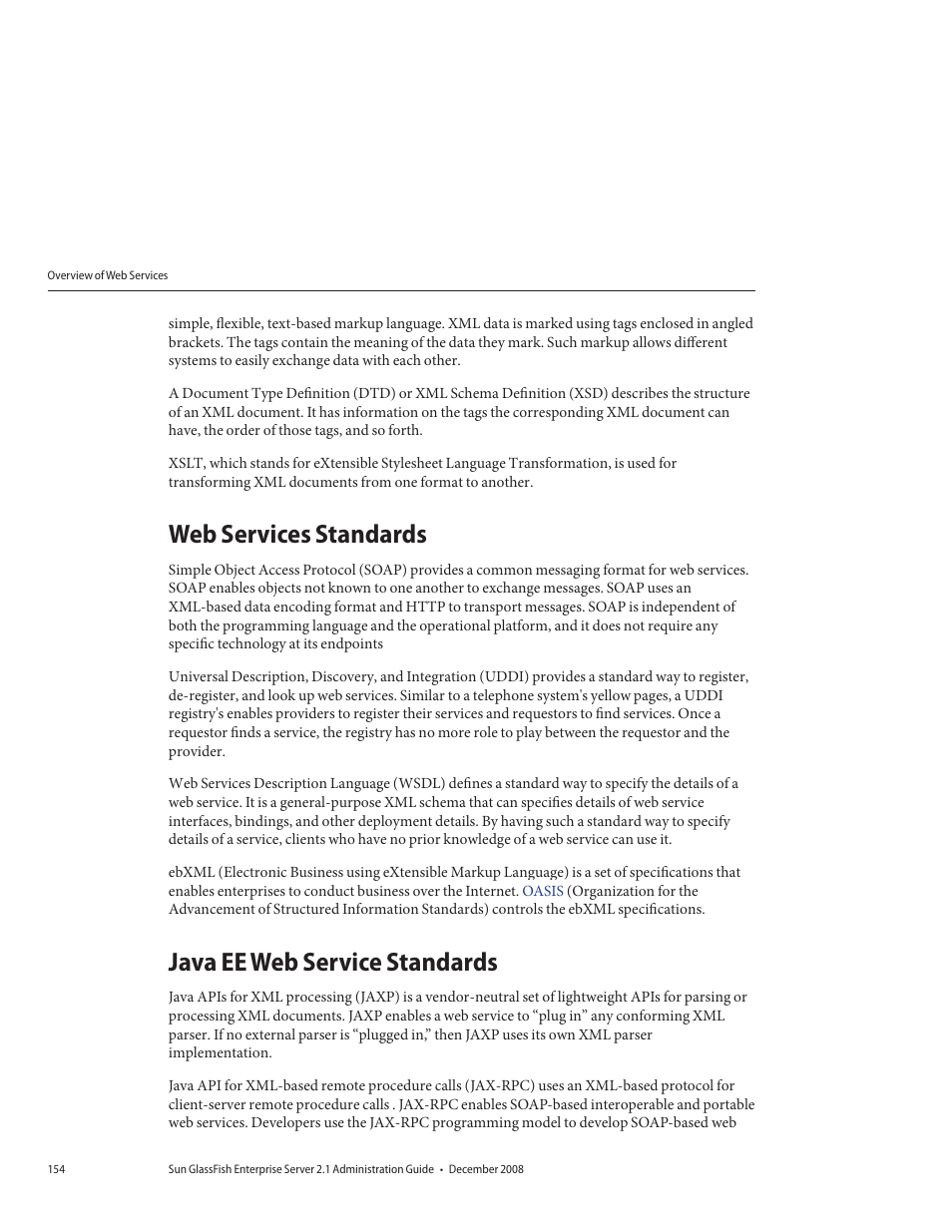 Web services standards, Java ee web service standards | Sun Microsystems GLASSFISH ENTERPRISE 820433510 User Manual | Page 154 / 256