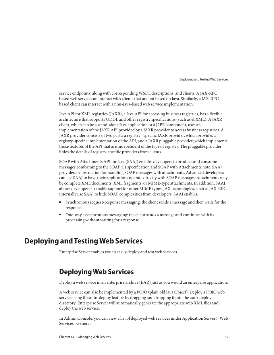 Deploying and testing web services, Deploying web services | Sun Microsystems GLASSFISH ENTERPRISE 820433510 User Manual | Page 155 / 256