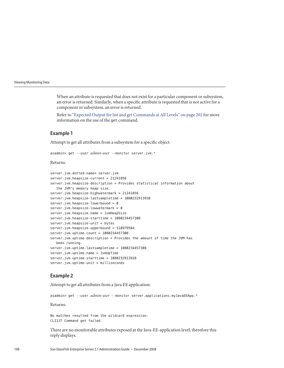 Example 1, Example 2 | Sun Microsystems GLASSFISH ENTERPRISE 820433510 User Manual | Page 198 / 256