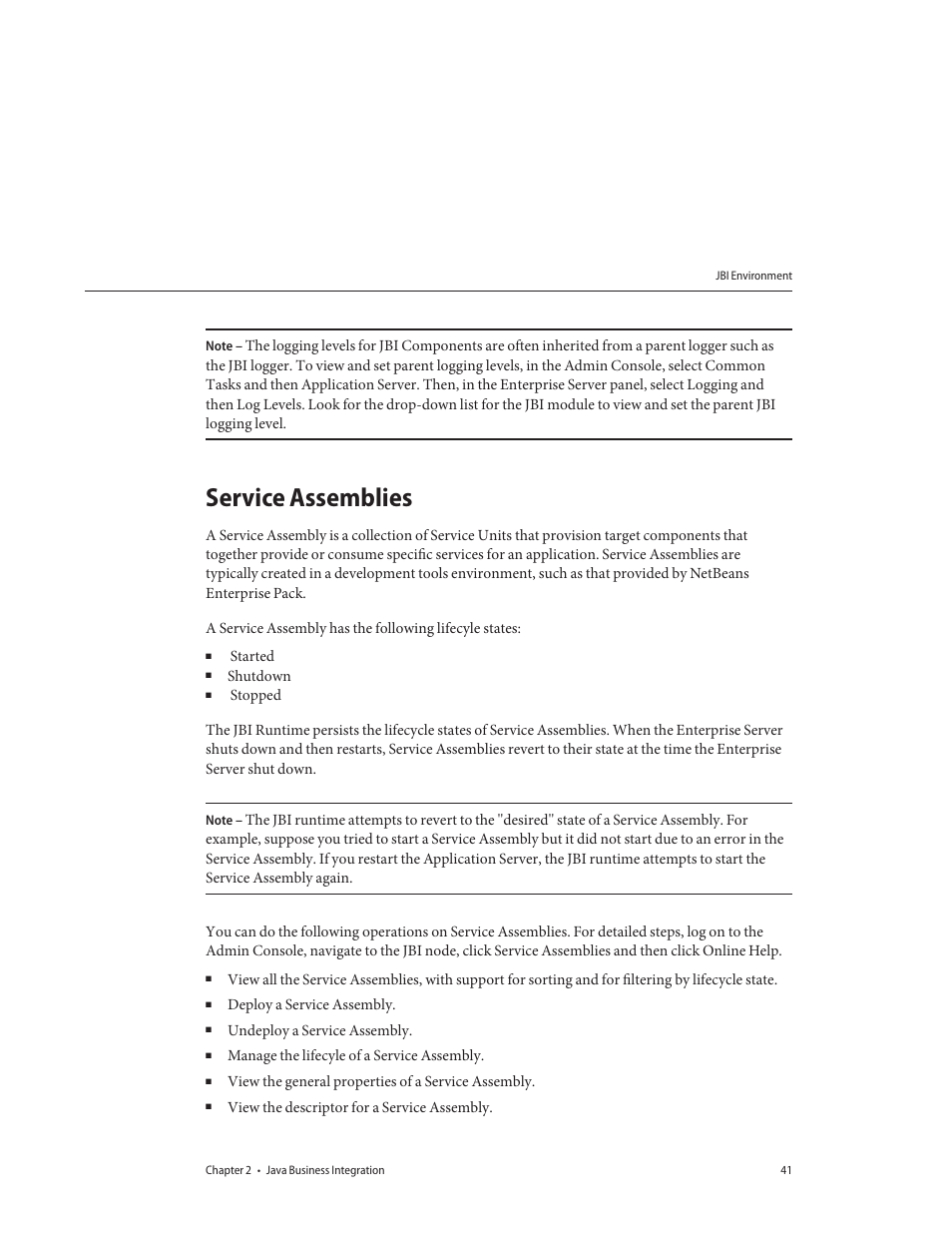 Service assemblies | Sun Microsystems GLASSFISH ENTERPRISE 820433510 User Manual | Page 41 / 256
