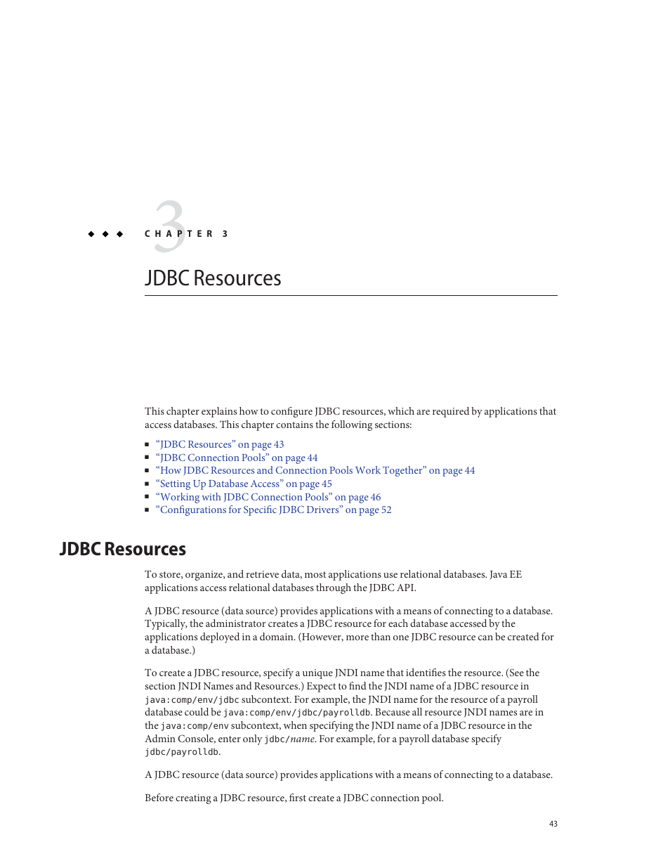 Jdbc resources | Sun Microsystems GLASSFISH ENTERPRISE 820433510 User Manual | Page 43 / 256