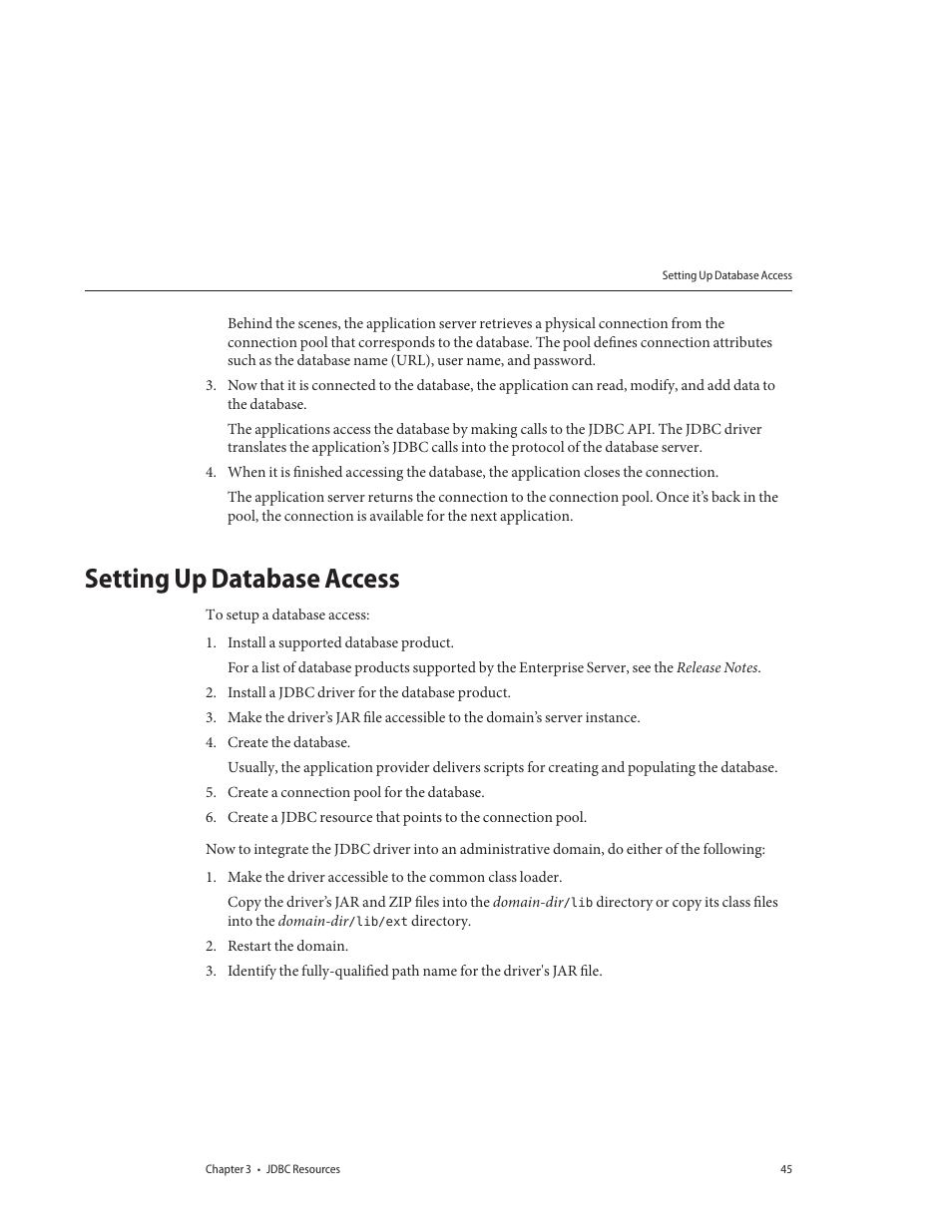 Setting up database access | Sun Microsystems GLASSFISH ENTERPRISE 820433510 User Manual | Page 45 / 256