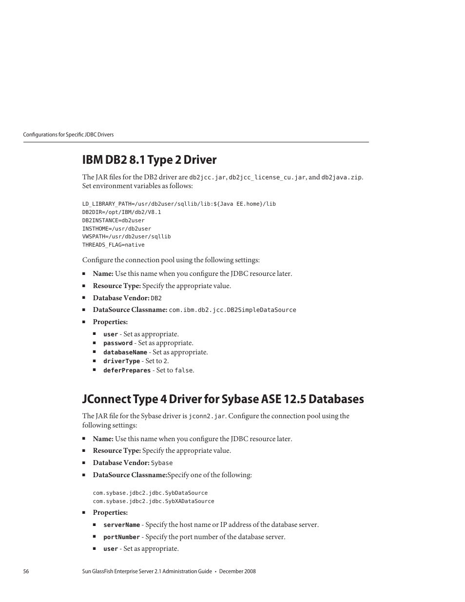 Ibm db2 8.1 type 2 driver | Sun Microsystems GLASSFISH ENTERPRISE 820433510 User Manual | Page 56 / 256