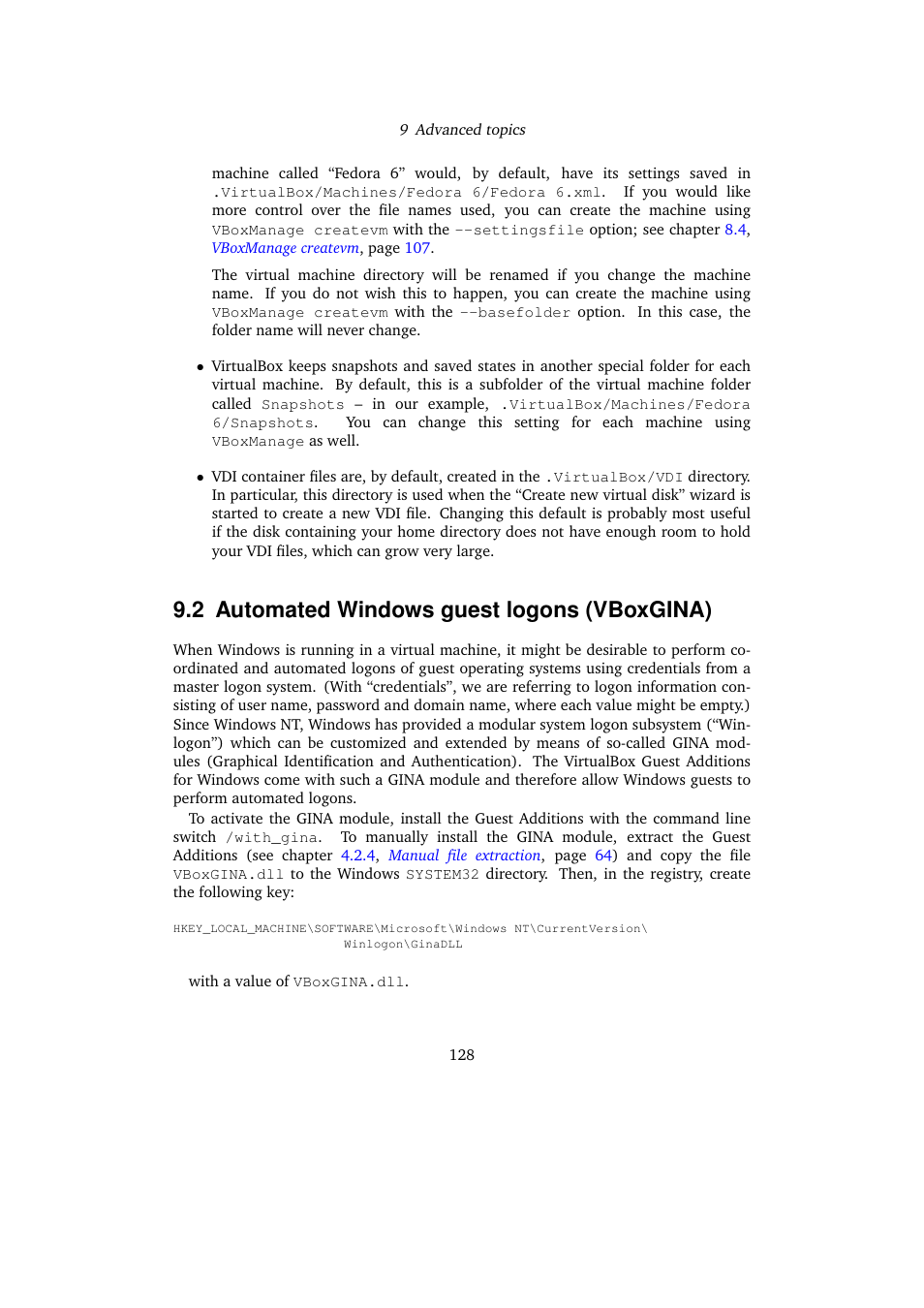 2 automated windows guest logons (vboxgina), Automated windows guest logons (vboxgina), Automated windows guest logons | Vboxgina) | Sun Microsystems VIRTUALBOX 3.0.0 User Manual | Page 128 / 259