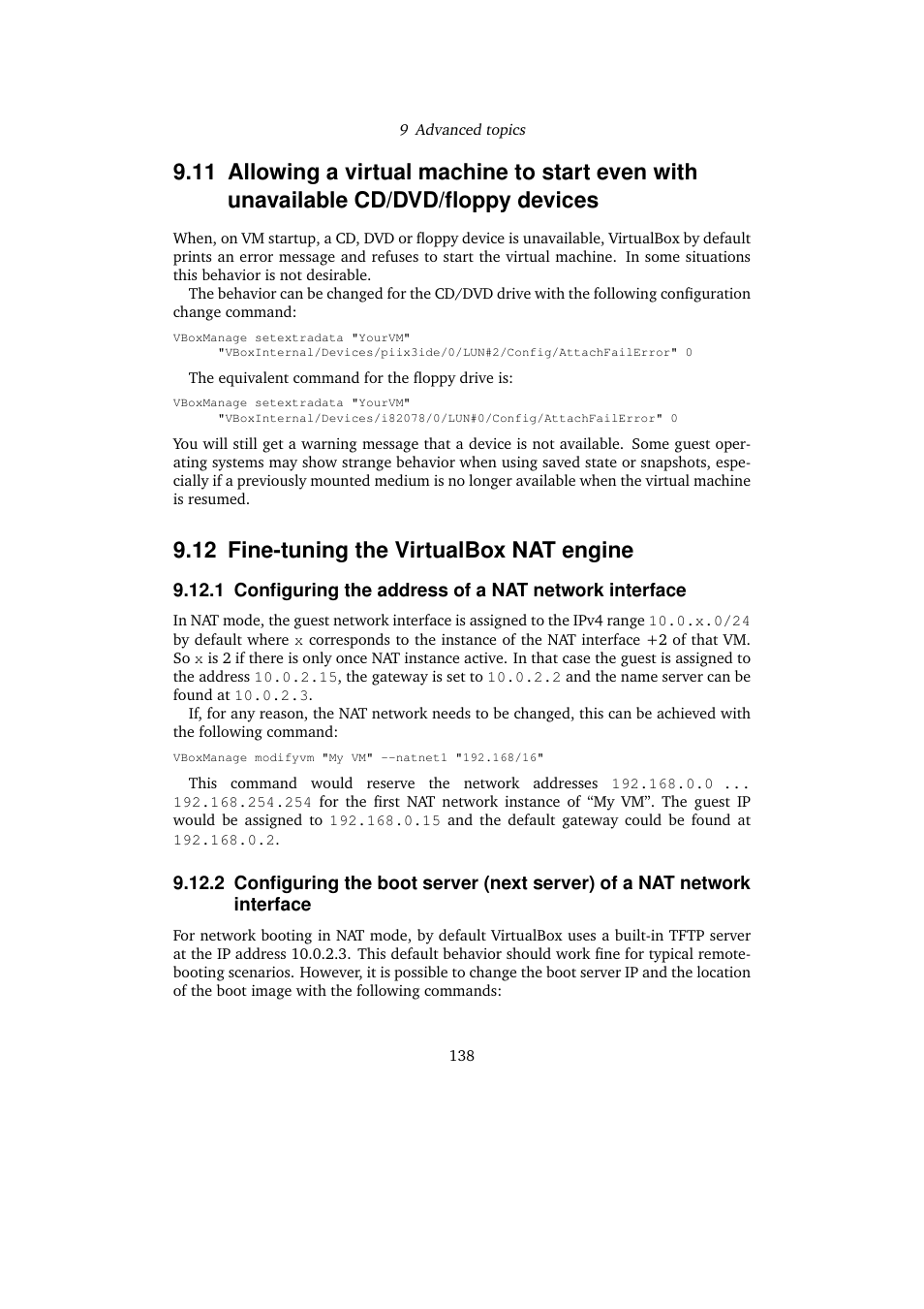 12 fine-tuning the virtualbox nat engine, Devices, Terface | Fine-tuning the virtualbox nat engine | Sun Microsystems VIRTUALBOX 3.0.0 User Manual | Page 138 / 259