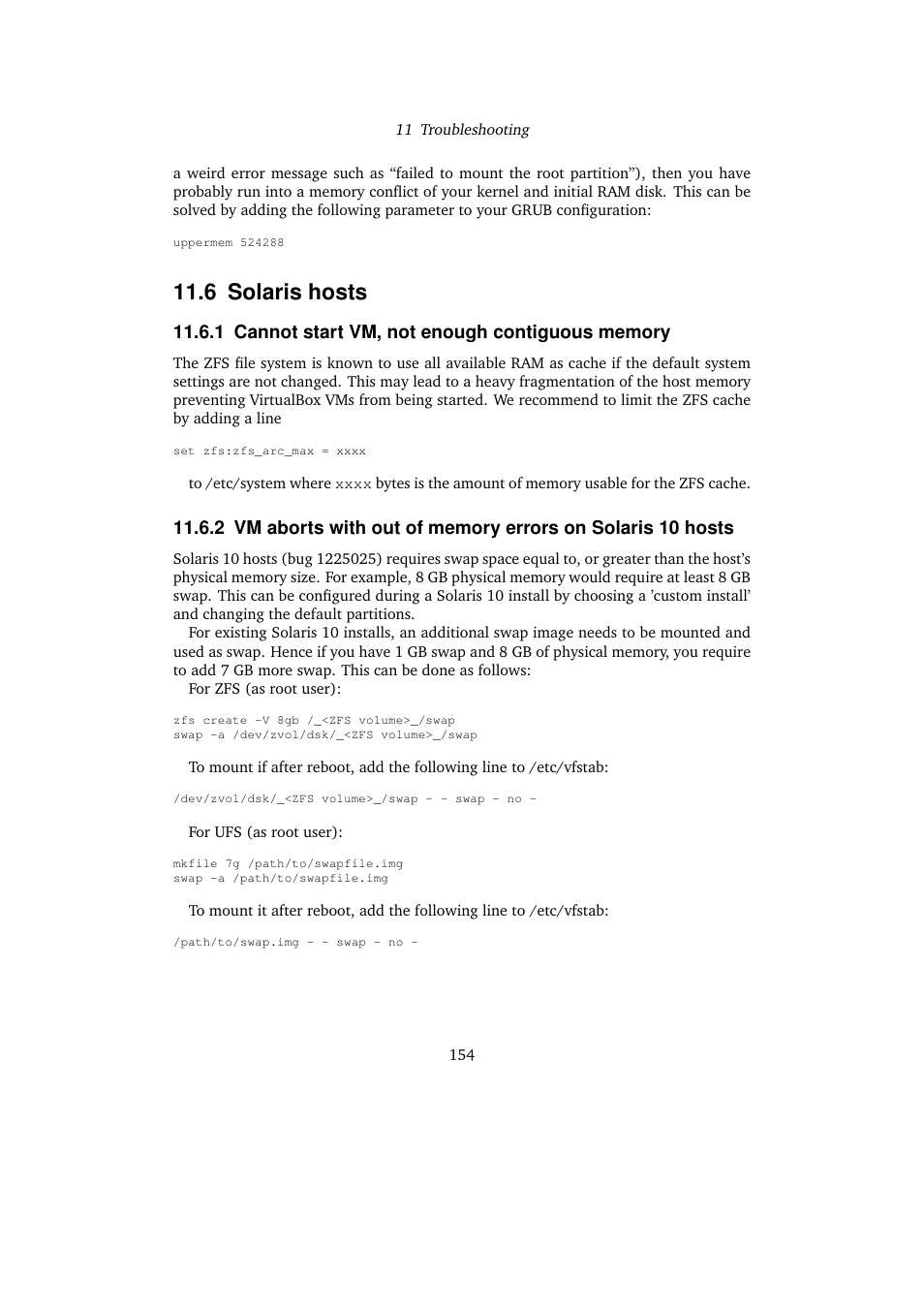 6 solaris hosts, 1 cannot start vm, not enough contiguous memory | Sun Microsystems VIRTUALBOX 3.0.0 User Manual | Page 154 / 259