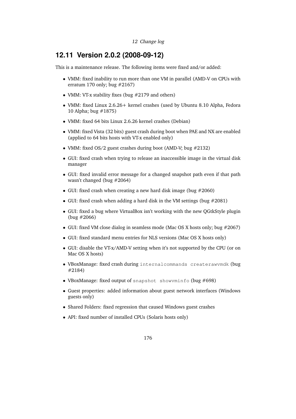 11 version 2.0.2 (2008-09-12), 11version 2.0.2 (2008-09-12) | Sun Microsystems VIRTUALBOX 3.0.0 User Manual | Page 176 / 259