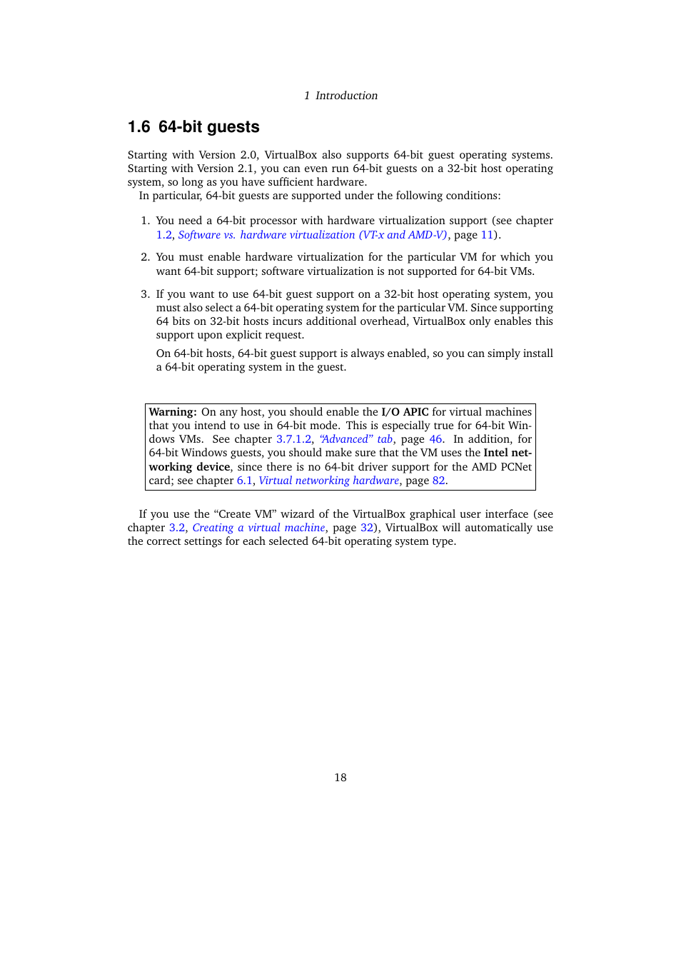 6 64-bit guests, Bit guests | Sun Microsystems VIRTUALBOX 3.0.0 User Manual | Page 18 / 259