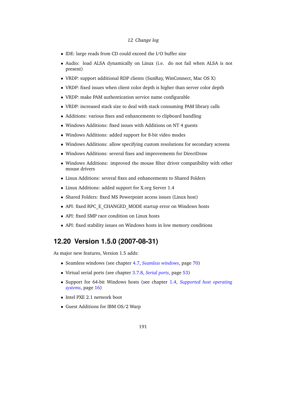 20 version 1.5.0 (2007-08-31), 20version 1.5.0 (2007-08-31) | Sun Microsystems VIRTUALBOX 3.0.0 User Manual | Page 191 / 259