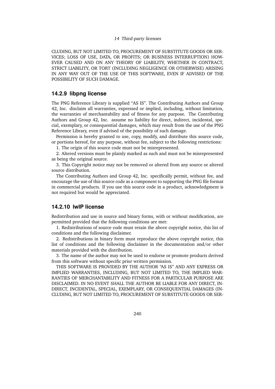 9 libpng license, 10 lwip license, 10lwip license | Lwip license | Sun Microsystems VIRTUALBOX 3.0.0 User Manual | Page 240 / 259