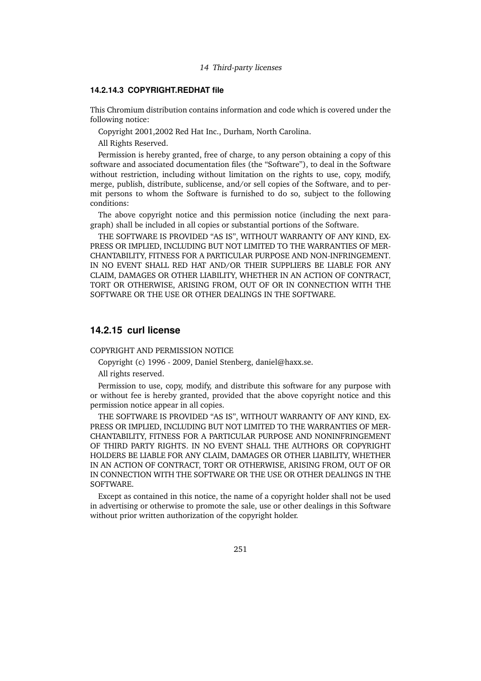 15 curl license, 15curl license, Curl license | Sun Microsystems VIRTUALBOX 3.0.0 User Manual | Page 251 / 259