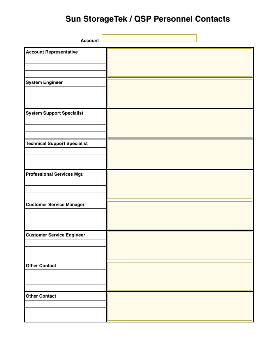 Sun storagetek / qsp personnel contacts | Sun Microsystems StorageTek 96257 User Manual | Page 102 / 118