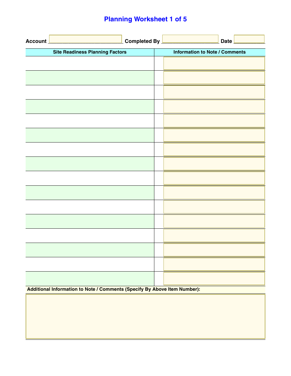 Planning worksheet 1 of 5 | Sun Microsystems StorageTek 96257 User Manual | Page 103 / 118