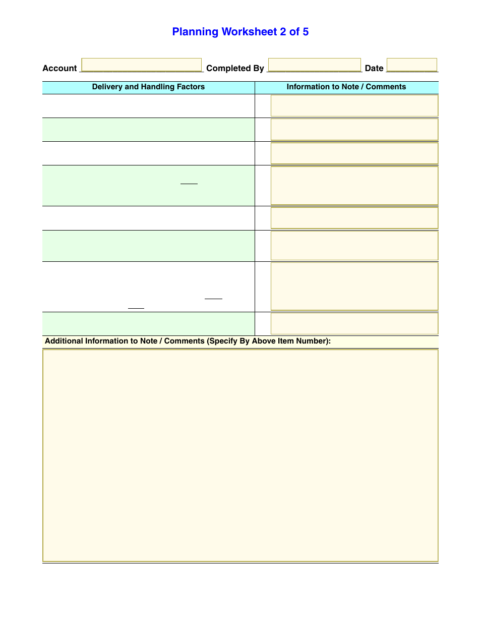 Planning worksheet 2 of 5 | Sun Microsystems StorageTek 96257 User Manual | Page 104 / 118