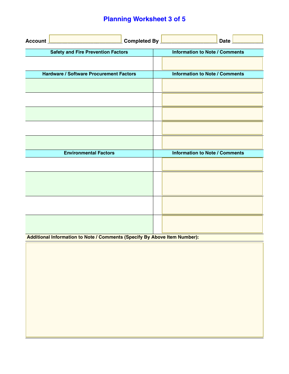 Planning worksheet 3 of 5 | Sun Microsystems StorageTek 96257 User Manual | Page 105 / 118