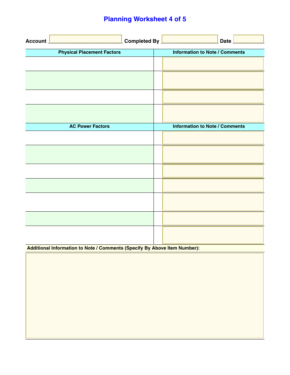 Planning worksheet 4 of 5 | Sun Microsystems StorageTek 96257 User Manual | Page 106 / 118