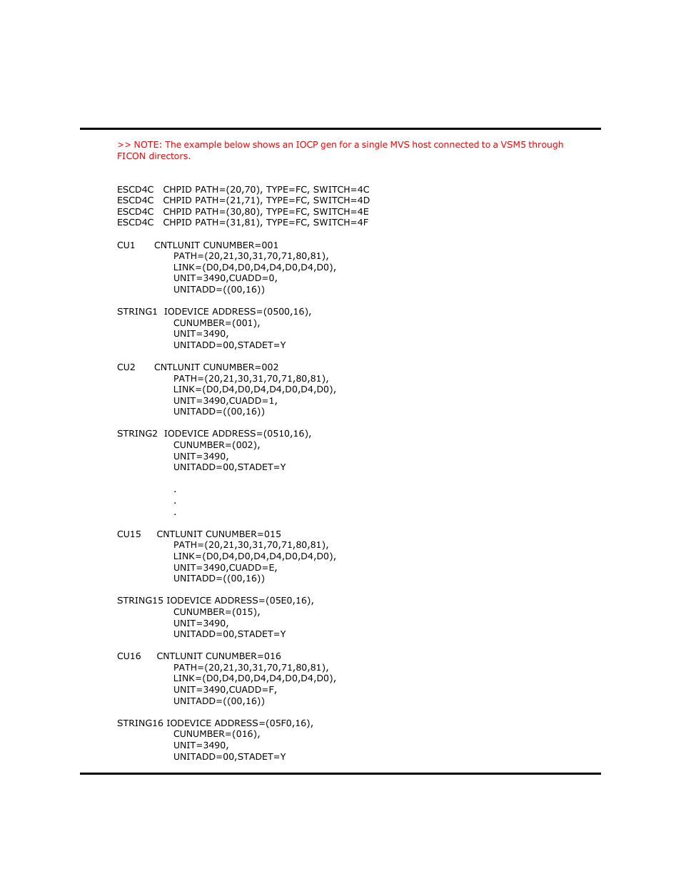 Sample iocp gen for ficon configuration | Sun Microsystems StorageTek 96257 User Manual | Page 65 / 118