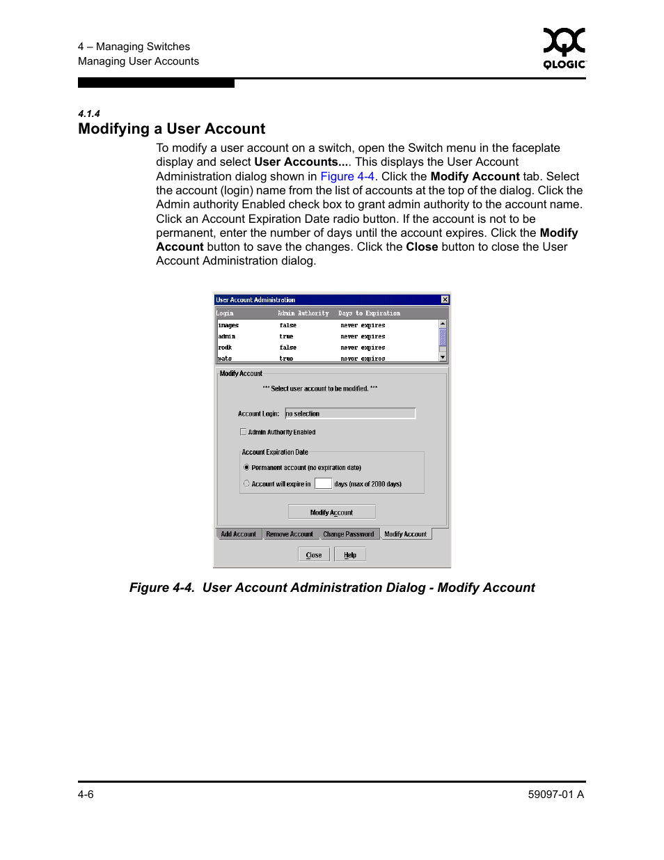 4 modifying a user account, Modifying a user account -6 | Sun Microsystems 5602 User Manual | Page 110 / 324
