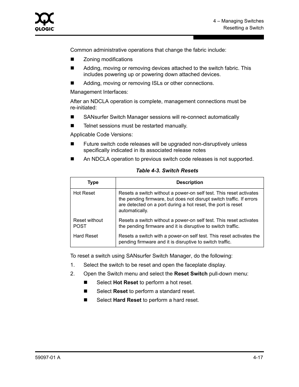 Switch resets -17 | Sun Microsystems 5602 User Manual | Page 121 / 324