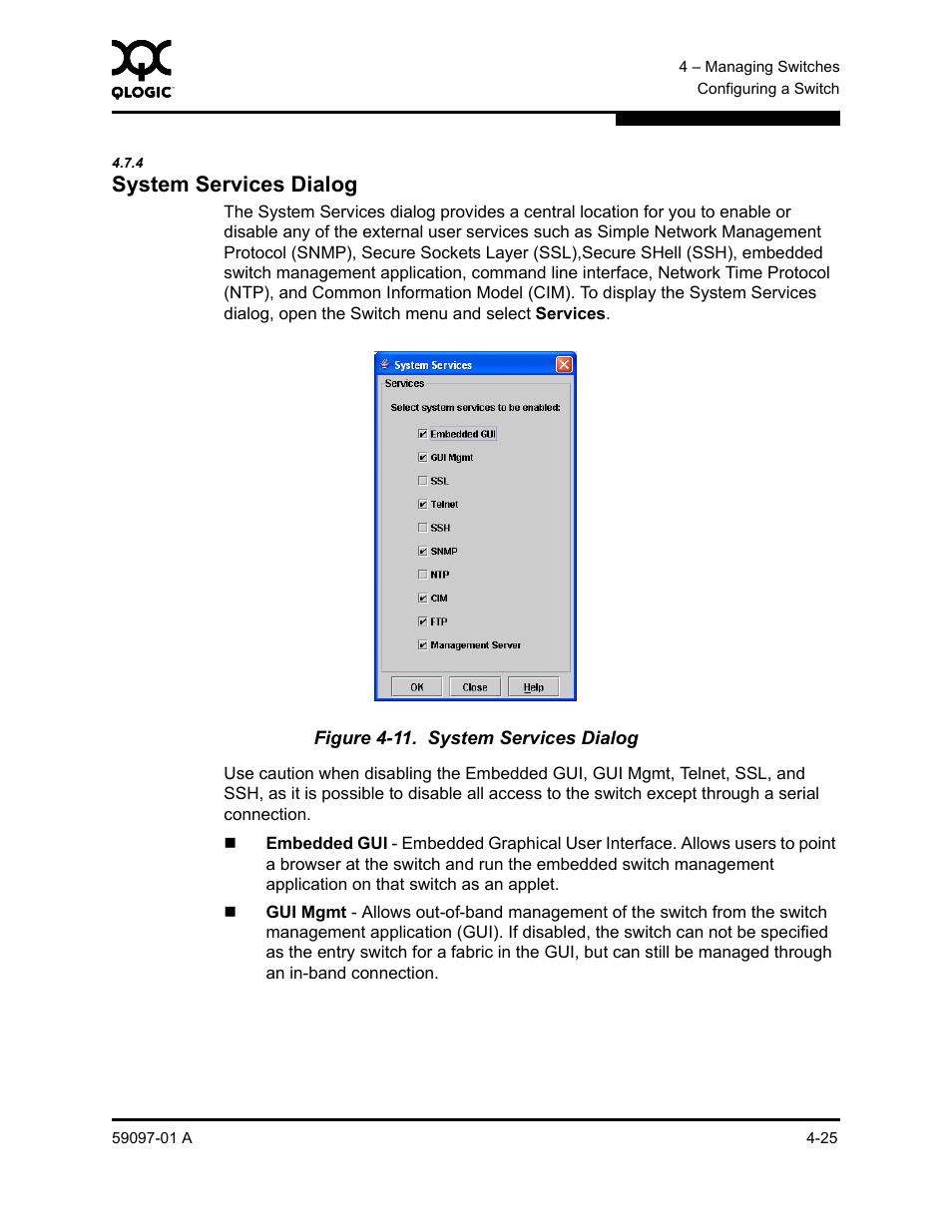 4 system services dialog, System services dialog -25, System services dialog | For more in | Sun Microsystems 5602 User Manual | Page 129 / 324