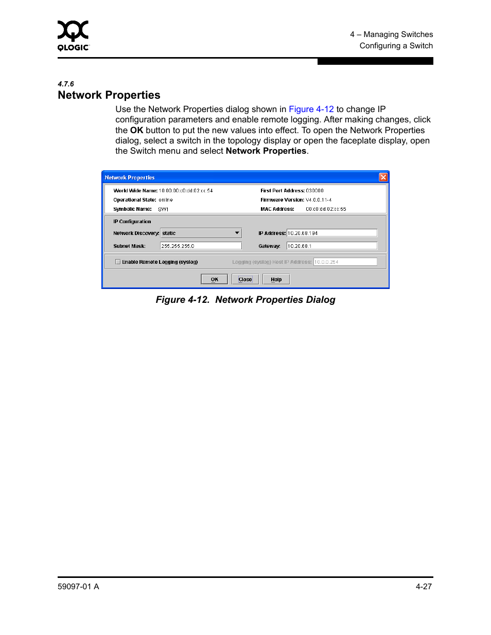 6 network properties, Network properties -27, Network properties dialog -27 | Sun Microsystems 5602 User Manual | Page 131 / 324