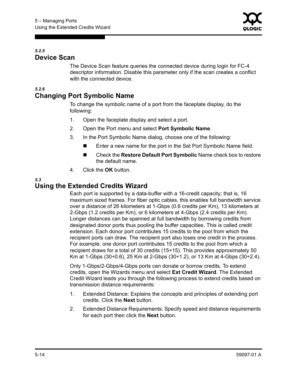 5 device scan, 6 changing port symbolic name, 3 using the extended credits wizard | Device scan -14, Changing port symbolic name -14, Using the extended credits wizard -14, Using the extended credits wizard | Sun Microsystems 5602 User Manual | Page 162 / 324