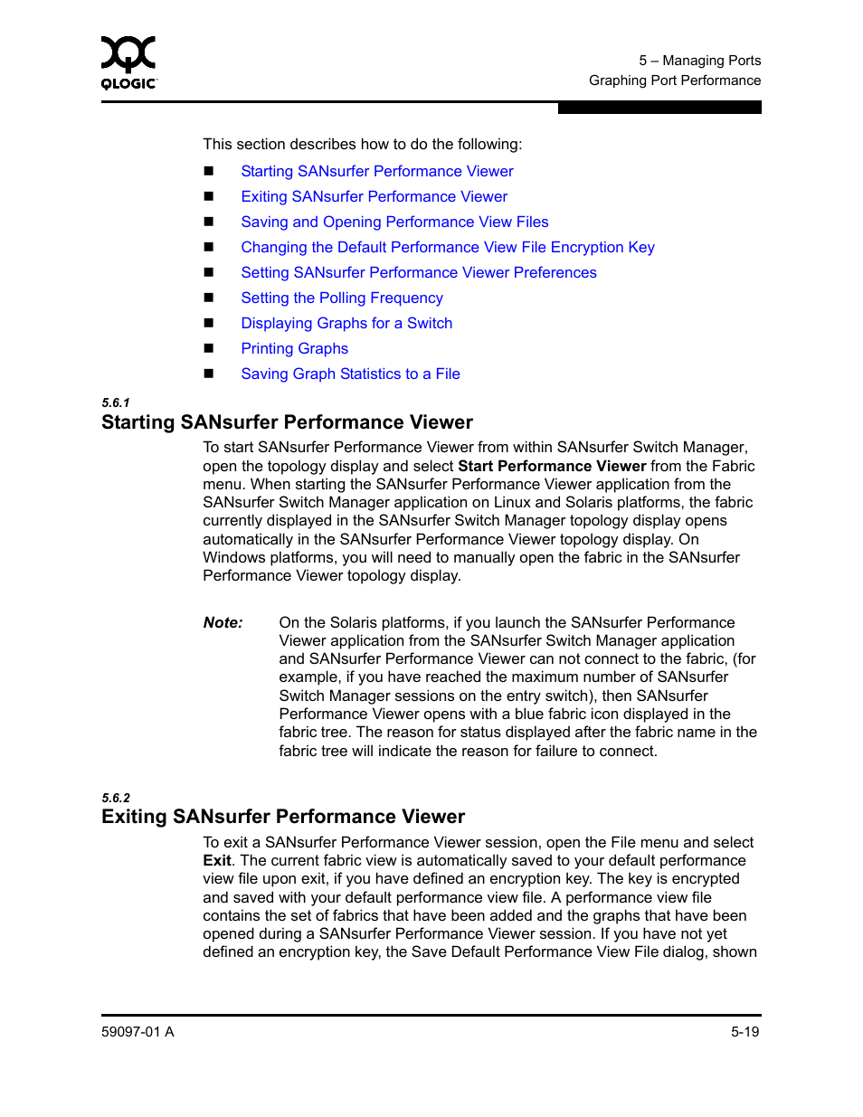 1 starting sansurfer performance viewer, 2 exiting sansurfer performance viewer, Starting sansurfer performance viewer -19 | Exiting sansurfer performance viewer -19 | Sun Microsystems 5602 User Manual | Page 167 / 324