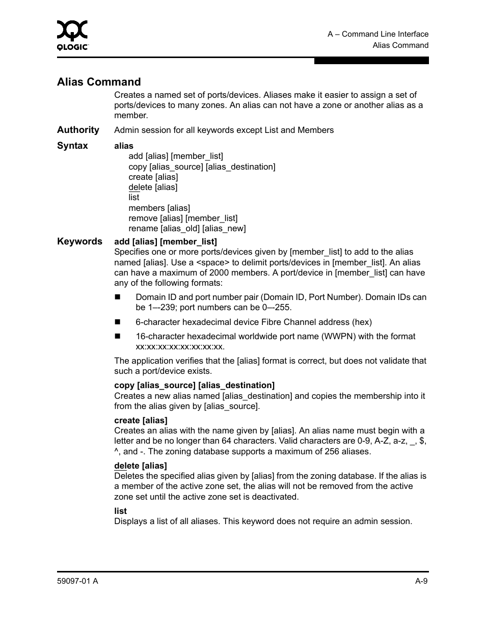 Alias command | Sun Microsystems 5602 User Manual | Page 183 / 324