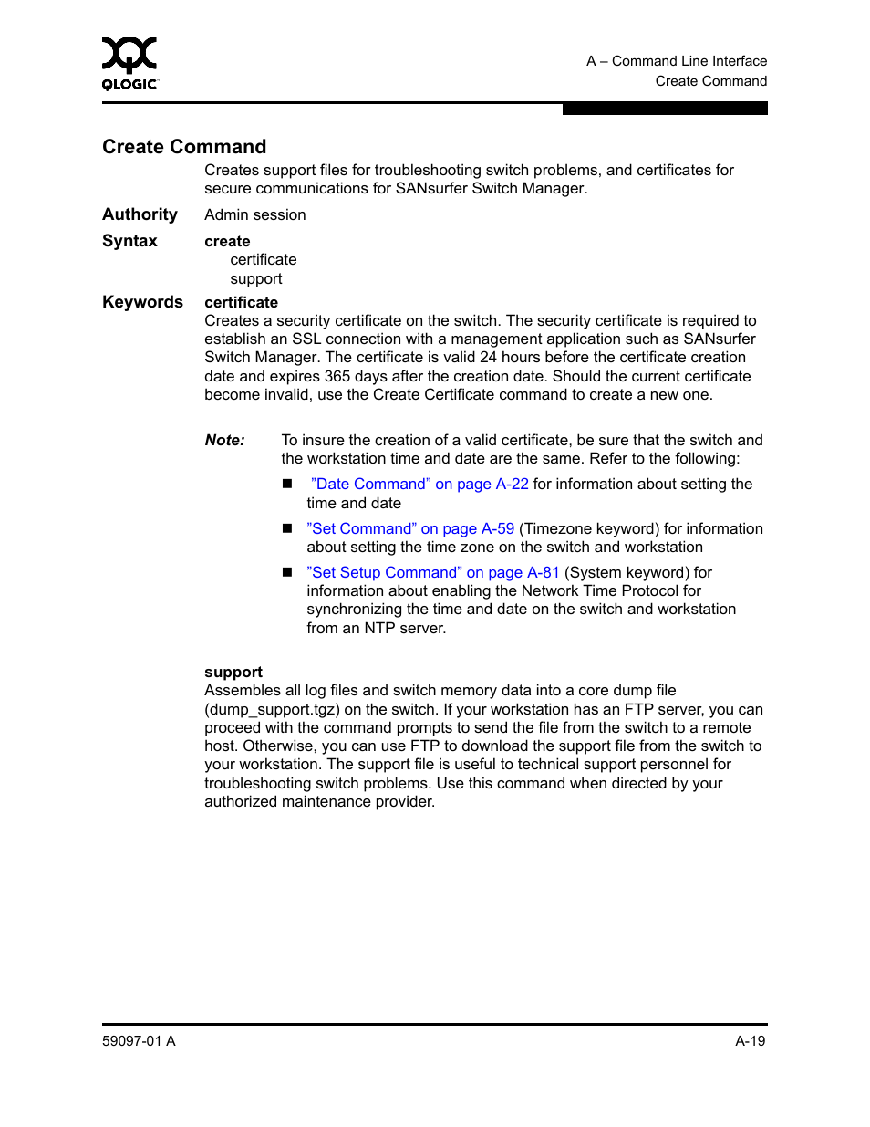 Create command, A-19 | Sun Microsystems 5602 User Manual | Page 193 / 324