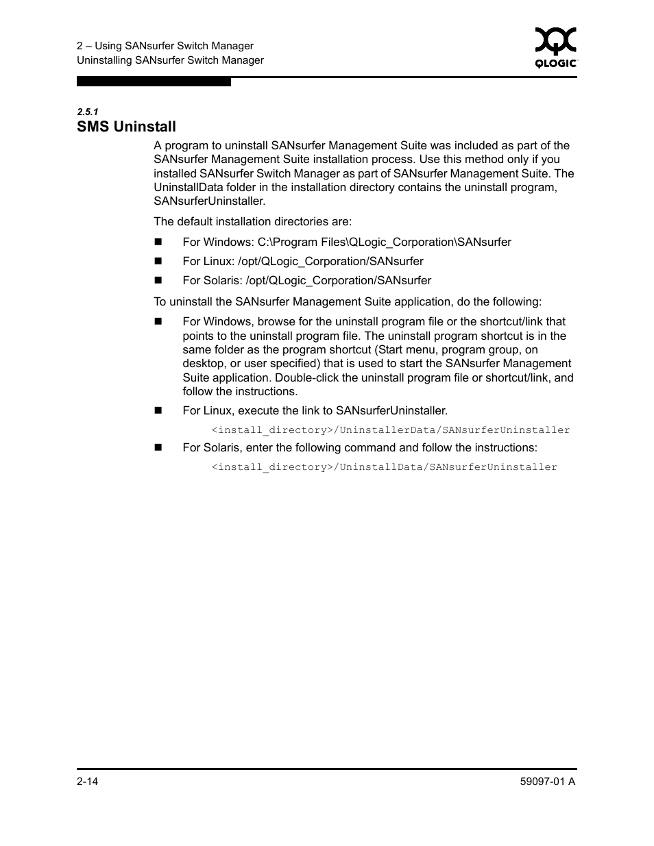 1 sms uninstall, Sms uninstall -14 | Sun Microsystems 5602 User Manual | Page 30 / 324